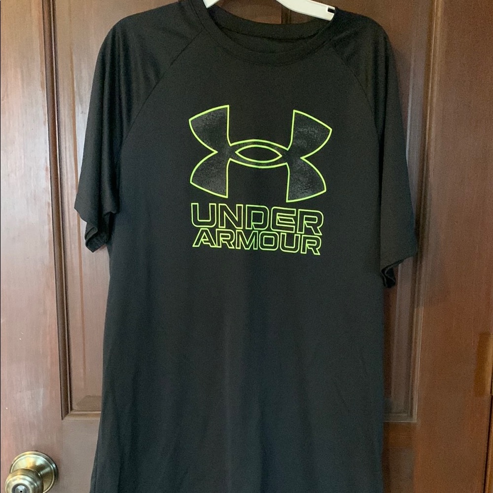 Under Armour Black Short Sleeve Tee with Lime Logo